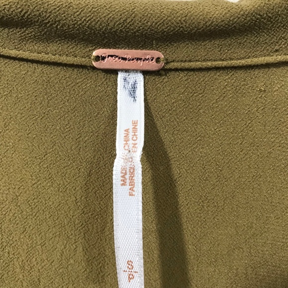 Free People Olive Green Frill Tunic Blouse Size S - Picture 6 of 8